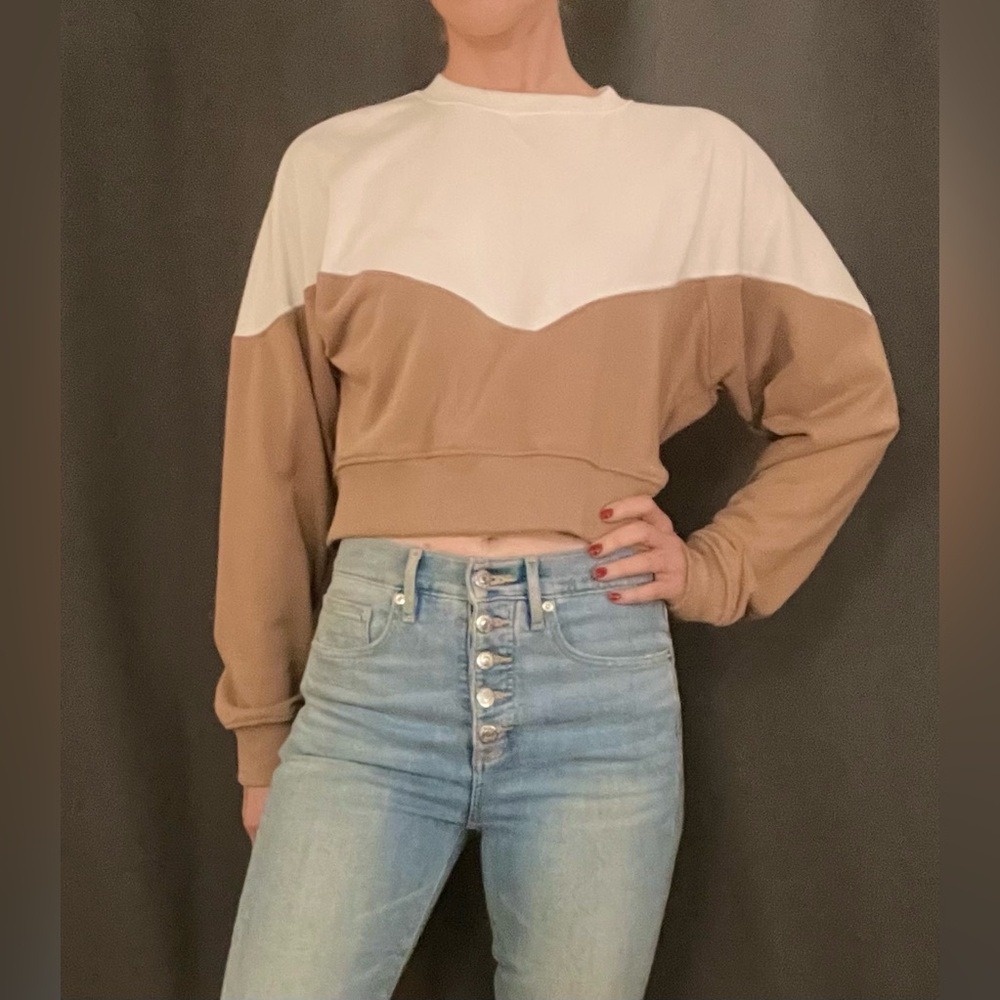 Bohme Cropped Color-block Sweatshirt